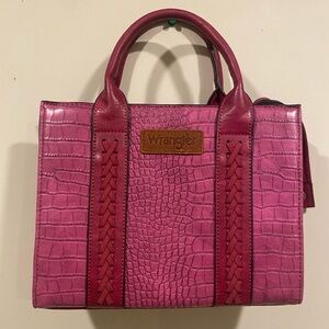 Wrangler Pink Croc-Patterned Satchel